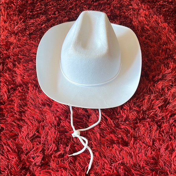 White Cowboy Hat with Chin Strap - Picture 1 of 3